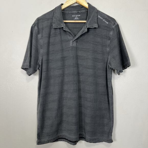 DKNY Jeans Polo Men Large Relaxed Streetwear Edgy Causal Urban Rugged Minimalist - Picture 1 of 10